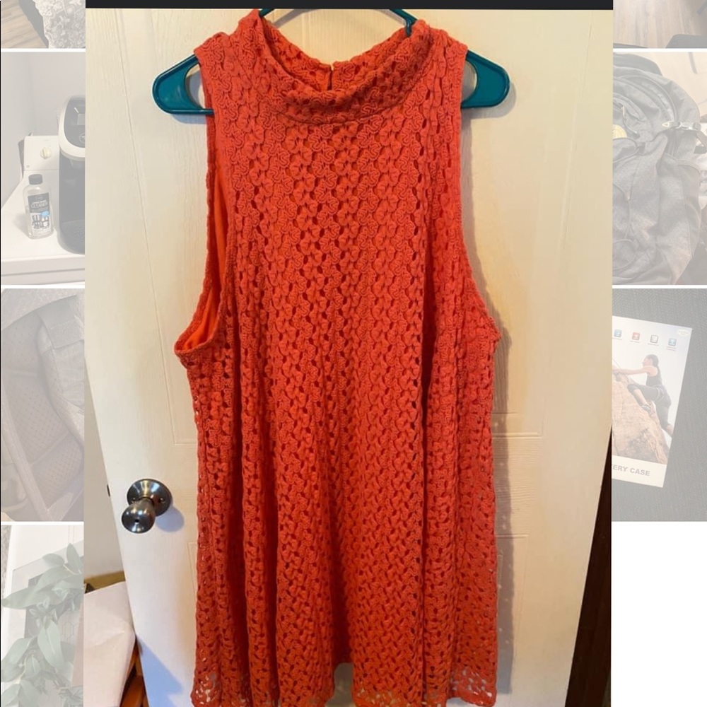 Coral high neck dress